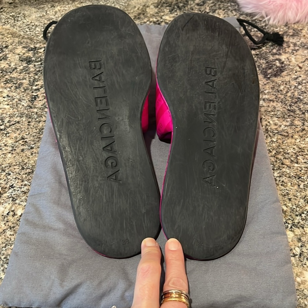 Balenciaga Fuchsia Pink Jacquard Hotel Flat Slides - Picture 11 of 11